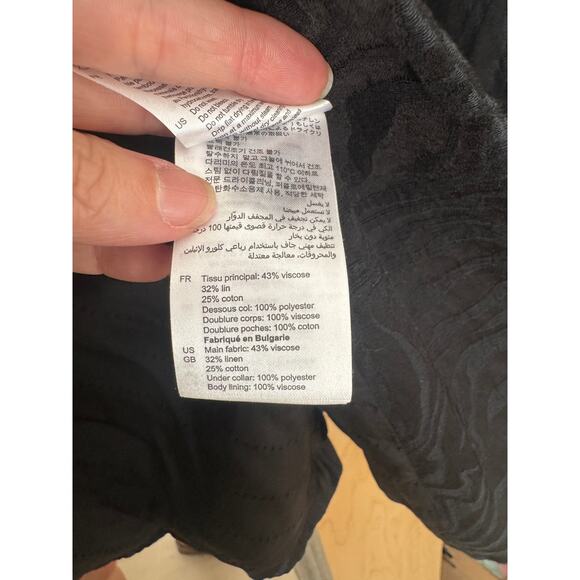 Sandro Celine Jacquard Jacket Linen Blend Black Size 40 US Size 8 - Picture 7 of 11